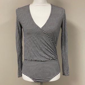 TOPSHOP Striped Wrap Bodysuit